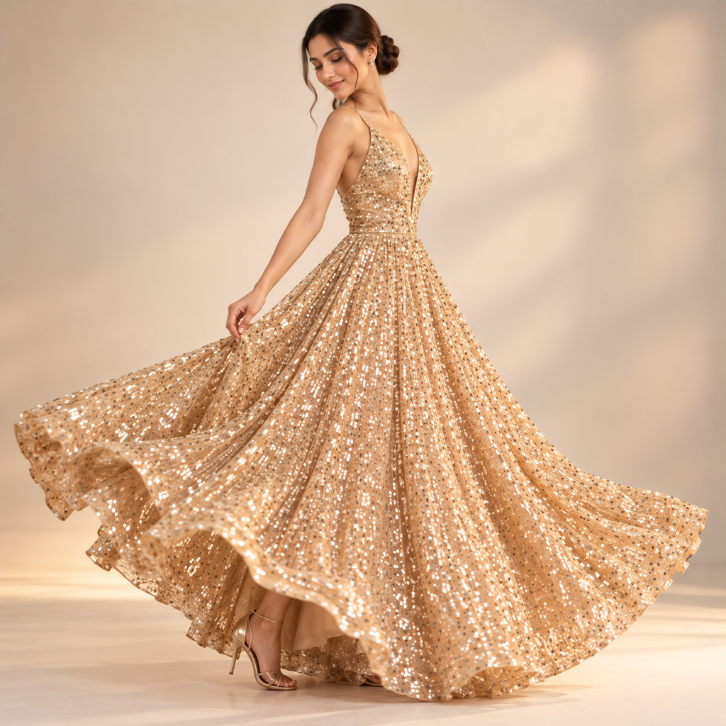 Champagne Gold Sequin Gown