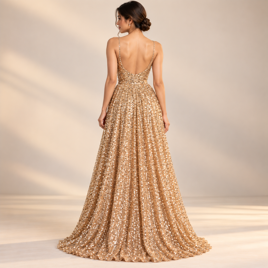 Champagne Gold Sequin Gown