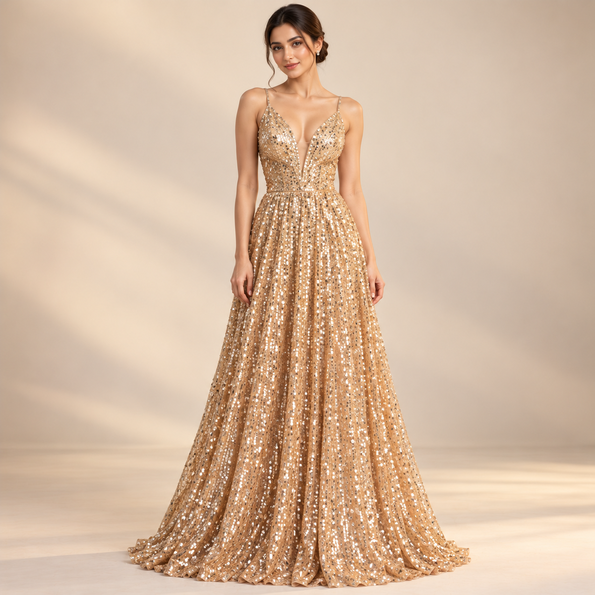 Champagne Gold Sequin Gown